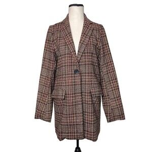 Sadie & Sage Plaid Blazer‎ One Button Wool Blend Women’s Size Small Academia